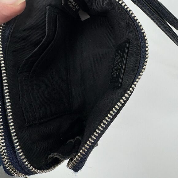 Coach Wristlet Leather Metallic Blue Peacock Silver Hardware - Picture 6 of 6